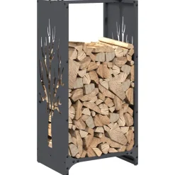 VIDAXL - Portant de bois chauffage anthracite 40x30x80 cm