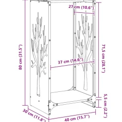 VIDAXL - Portant de bois chauffage anthracite 40x30x80 cm