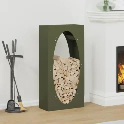 VIDAXL - Portant de bois chauffage vert olive 50x23x100 cm