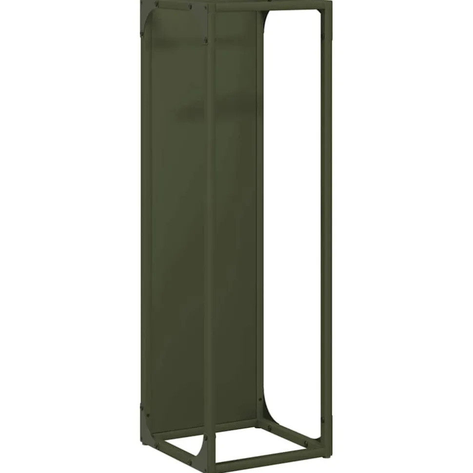 VIDAXL - Portant de bois chauffage vert olive 25x25x80 cm