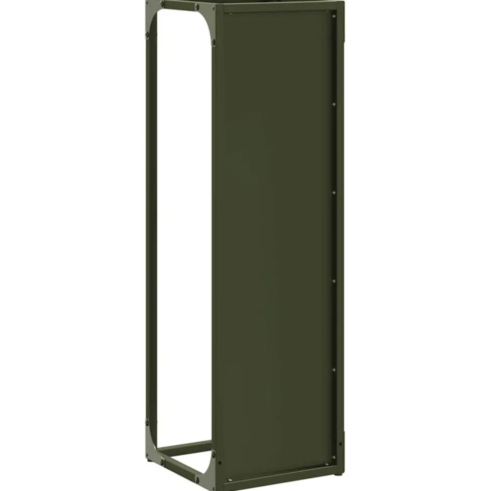 VIDAXL - Portant de bois chauffage vert olive 25x25x80 cm
