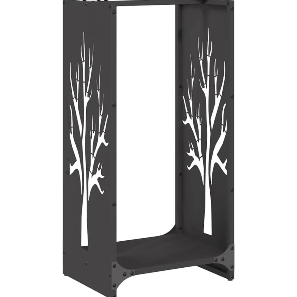 VIDAXL - Portant de bois chauffage noir 40x30x80 cm