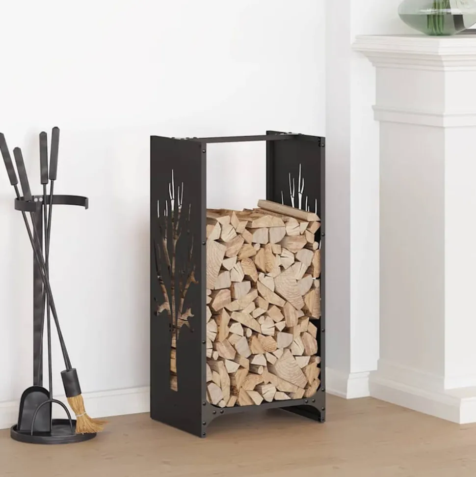 VIDAXL - Portant de bois chauffage noir 40x30x80 cm