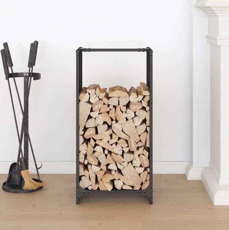 VIDAXL - Portant de bois chauffage noir 40x30x80 cm