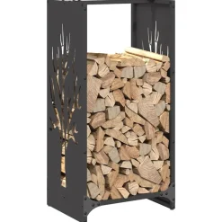 VIDAXL - Portant de bois chauffage noir 40x30x80 cm