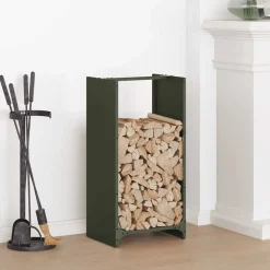 VIDAXL - Portant de bois chauffage vert olive 40x30x80 cm