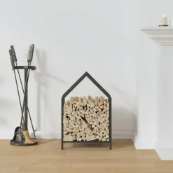 VIDAXL - Portant de bois chauffage noir 40x25x60 cm