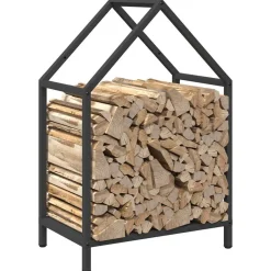 VIDAXL - Portant de bois chauffage noir 40x25x60 cm