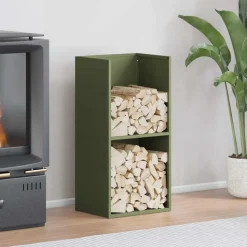 VIDAXL - Portant de bois chauffage vert olive 40x30x80 cm