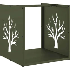 VIDAXL - Portant de bois chauffage vert olive 40x40x40 cm