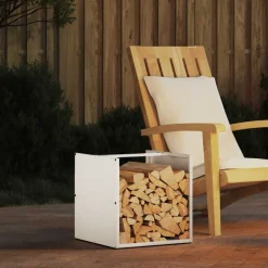 VIDAXL - Portant de bois chauffage blanc 40x40x40 cm