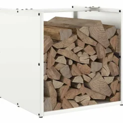 VIDAXL - Portant de bois chauffage blanc 40x40x40 cm