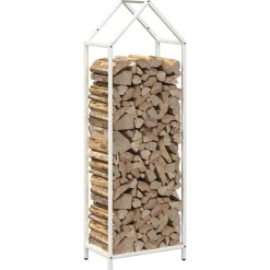 VIDAXL - Portant de bois chauffage blanc 40x25x120 cm