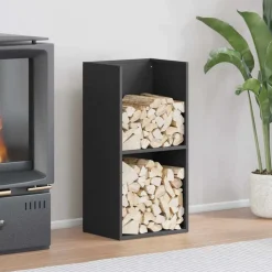 VIDAXL - Portant de bois chauffage noir 40x30x80 cm