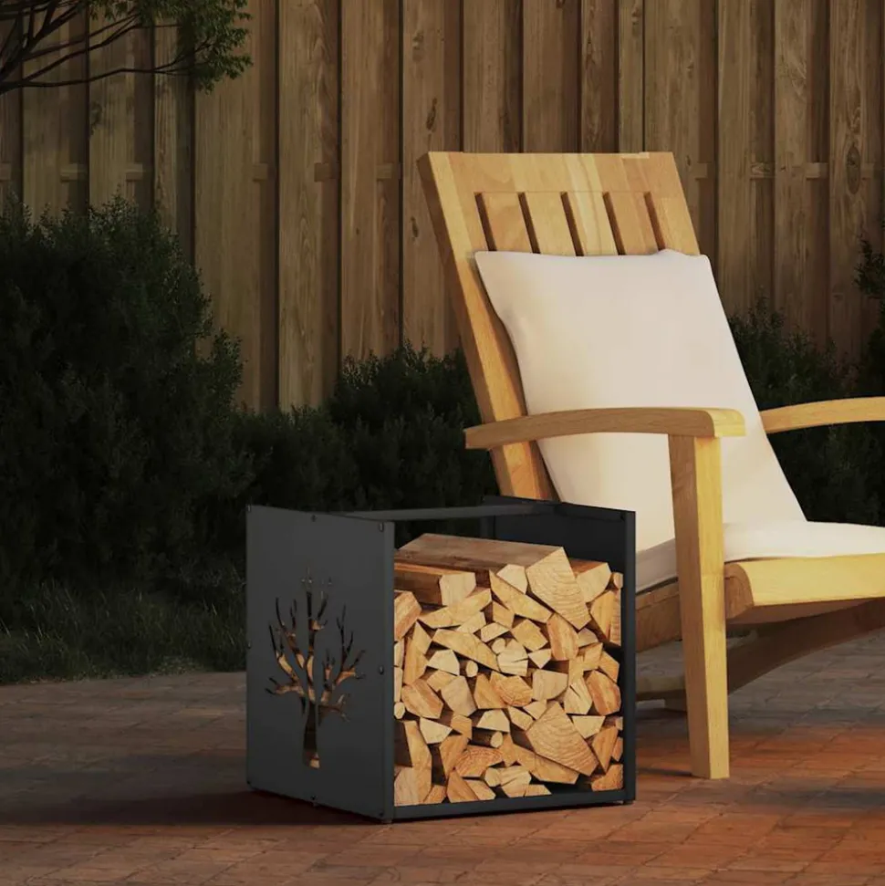 VIDAXL - Portant de bois chauffage noir 40x40x40 cm