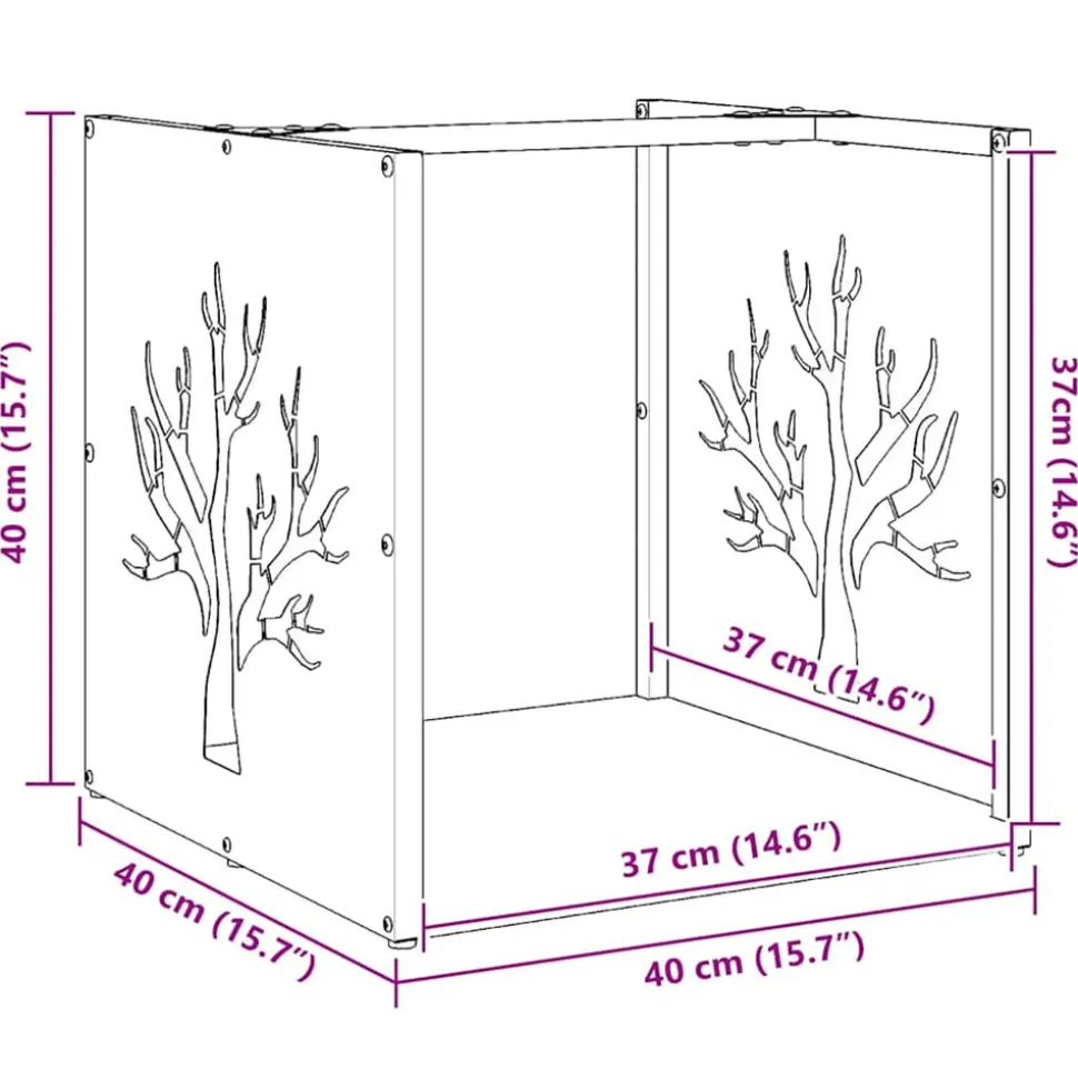 VIDAXL - Portant de bois chauffage noir 40x40x40 cm
