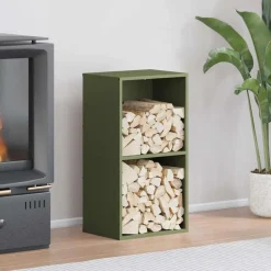 VIDAXL - Portant de bois chauffage vert olive 40x30x75 cm