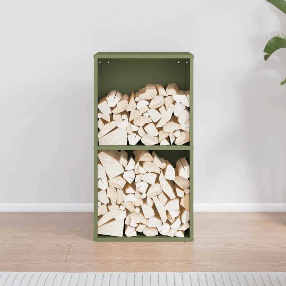 VIDAXL - Portant de bois chauffage vert olive 40x30x75 cm