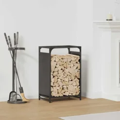 VIDAXL - Portant de bois chauffage noir 44x28x65 cm