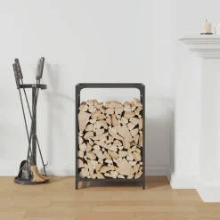 VIDAXL - Portant de bois chauffage noir 44x28x65 cm