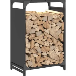 VIDAXL - Portant de bois chauffage noir 44x28x65 cm