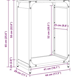 VIDAXL - Portant de bois chauffage noir 44x28x65 cm