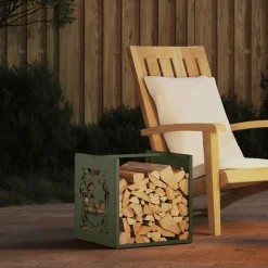 VIDAXL - Portant de bois chauffage vert olive 40x40x40 cm