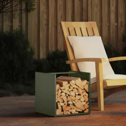 VIDAXL - Portant de bois chauffage vert olive 40x40x40 cm