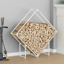 VIDAXL - Portant de bois chauffage blanc 100x25x100 cm