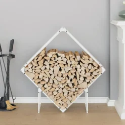 VIDAXL - Portant de bois chauffage blanc 100x25x100 cm