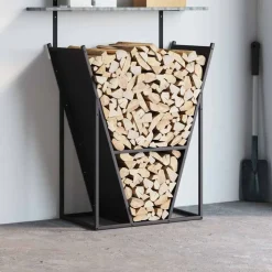 VIDAXL - Portant de bois chauffage noir 69,5x35x81 cm