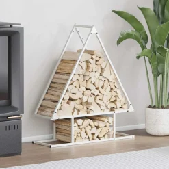 VIDAXL - Portant de bois chauffage blanc 80x25x90 cm