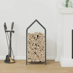 VIDAXL - Portant de bois chauffage anthracite 40x25x90 cm