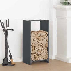 VIDAXL - Portant de bois chauffage anthracite 40x30x80 cm