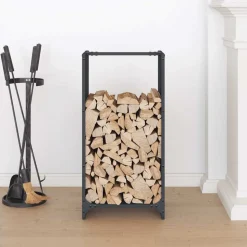 VIDAXL - Portant de bois chauffage anthracite 40x30x80 cm