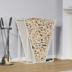 VIDAXL - Portant de bois chauffage blanc 69,5x35x81 cm