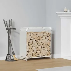 VIDAXL - Portant de bois chauffage blanc 60x28x65 cm