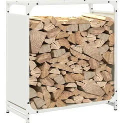 VIDAXL - Portant de bois chauffage blanc 60x28x65 cm