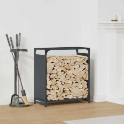 VIDAXL - Portant de bois chauffage anthracite 60x28x65 cm