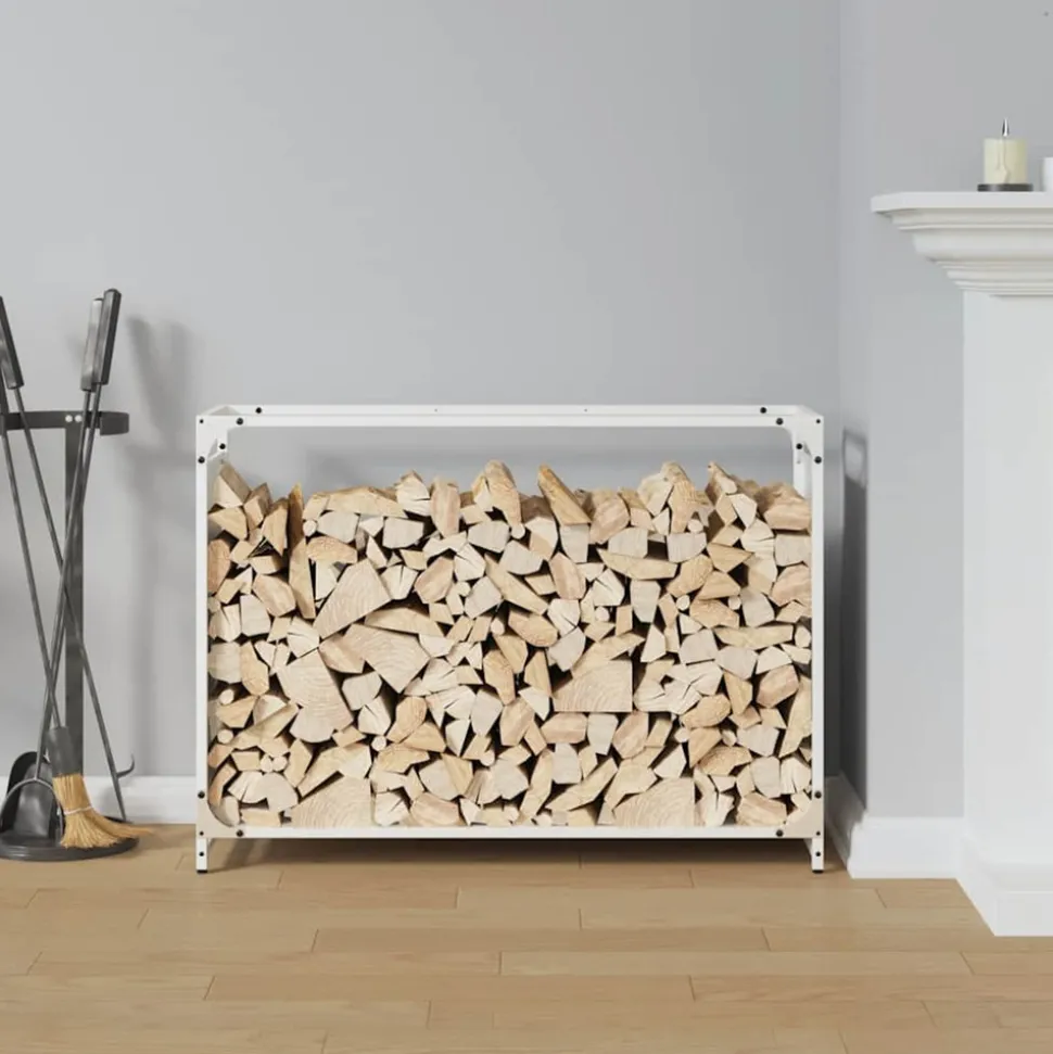 VIDAXL - Portant de bois chauffage blanc 90x28x65 cm