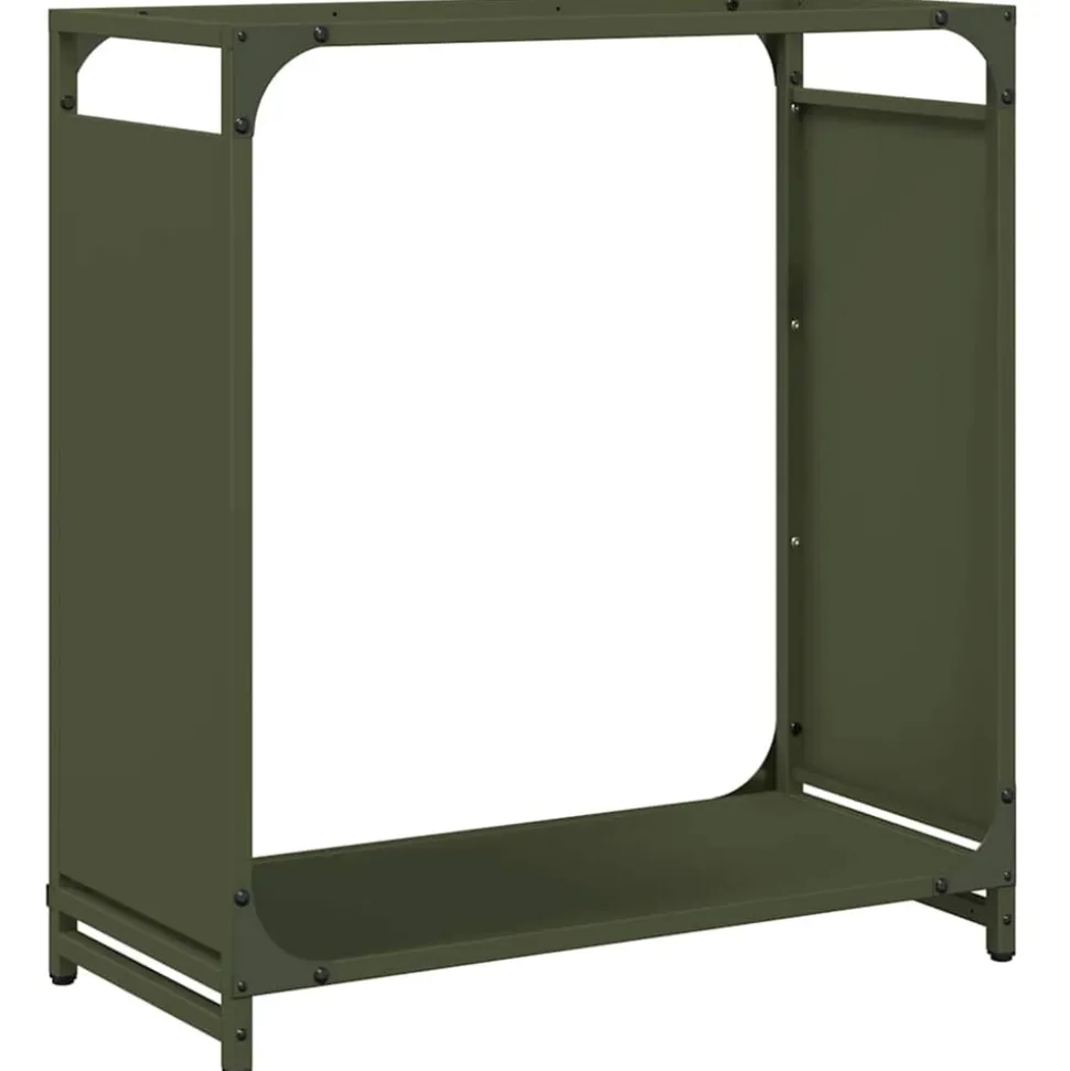 VIDAXL - Portant de bois chauffage vert olive 60x28x65 cm