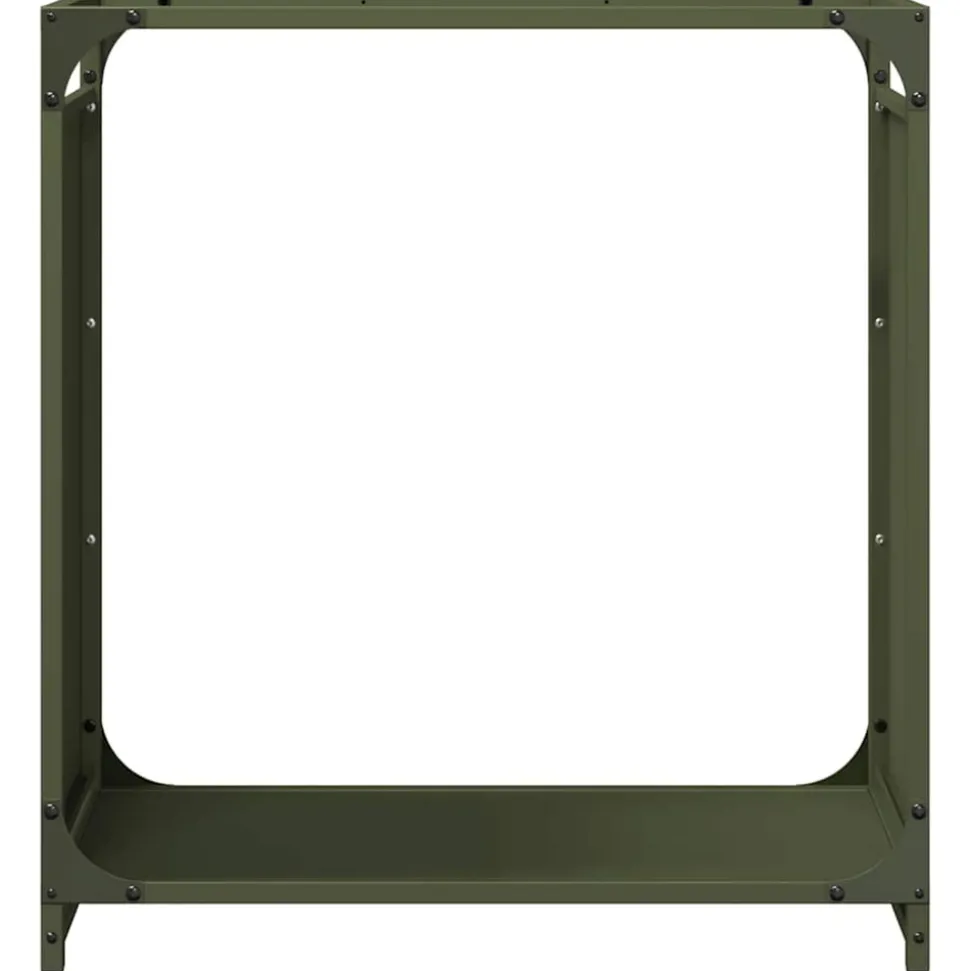 VIDAXL - Portant de bois chauffage vert olive 60x28x65 cm