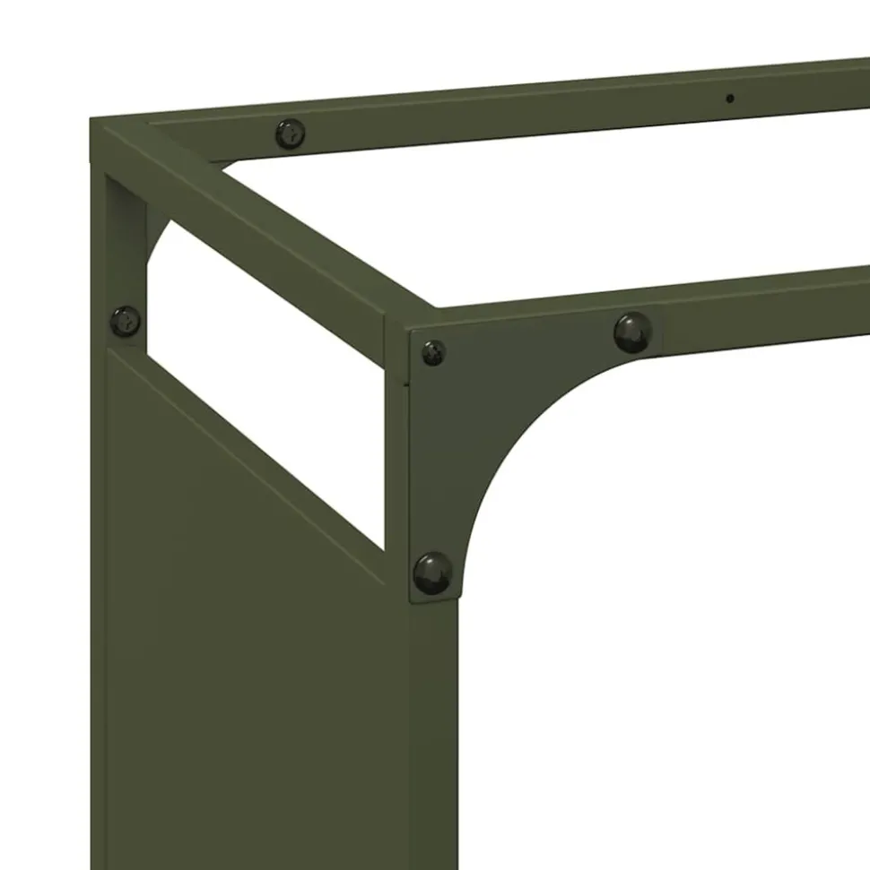 VIDAXL - Portant de bois chauffage vert olive 60x28x65 cm