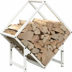 VIDAXL - Portant de bois chauffage blanc 50x25x50 cm