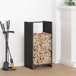VIDAXL - Portant de bois chauffage noir 40x30x80 cm