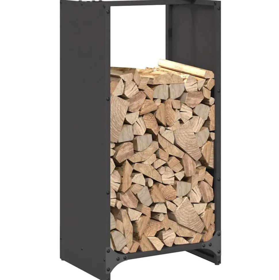 VIDAXL - Portant de bois chauffage noir 40x30x80 cm