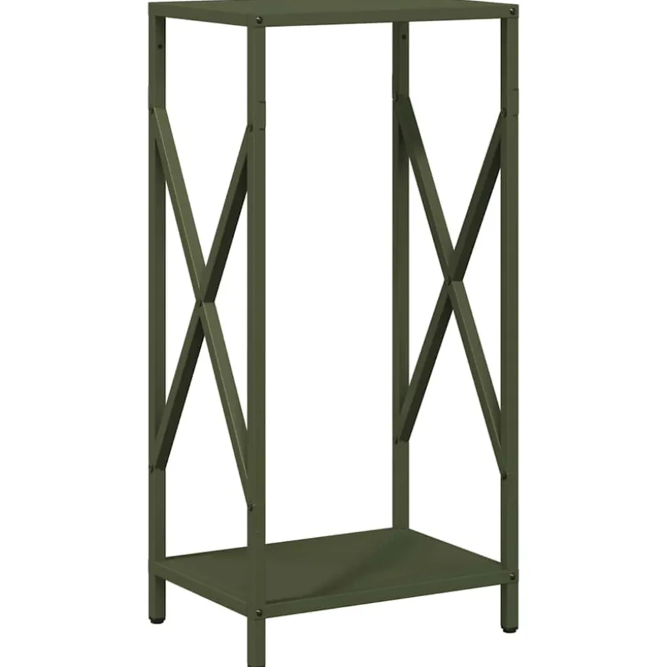 VIDAXL - Portant de bois chauffage vert olive 34x25x70 cm