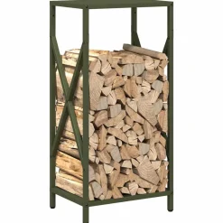 VIDAXL - Portant de bois chauffage vert olive 34x25x70 cm
