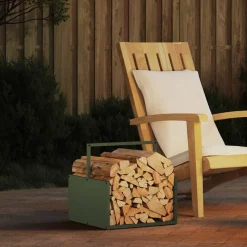 VIDAXL - Portant de bois chauffage vert olive 40x40x40 cm