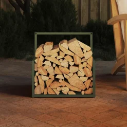 VIDAXL - Portant de bois chauffage vert olive 40x40x40 cm